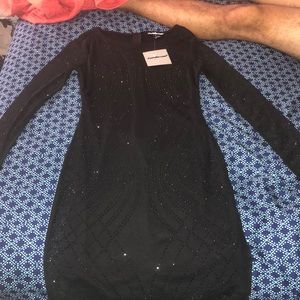 Black long sleeve(see through) beaded dress